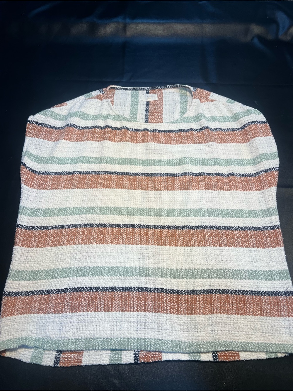 Billy Reid Loose Fit Striped Knit Tank in White, Rust & Sage Green Size Large
